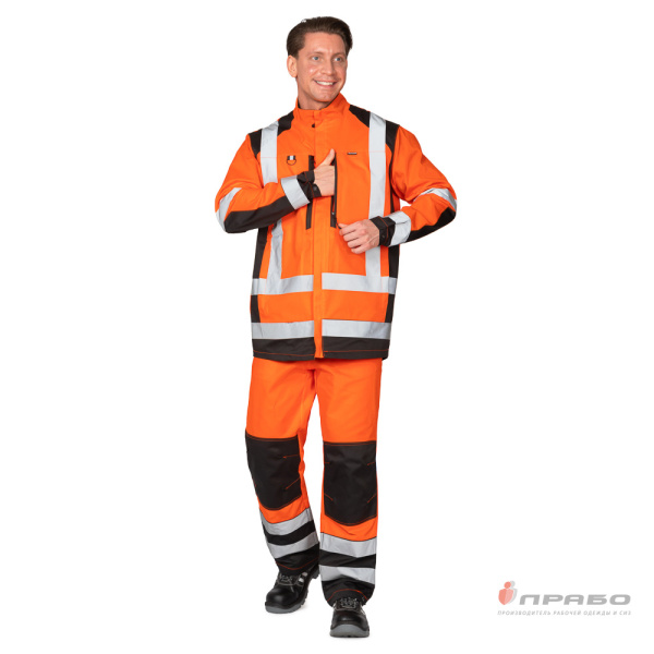 Куртка мужская летняя "Спектр 2М-35" оранжевый/чёрный