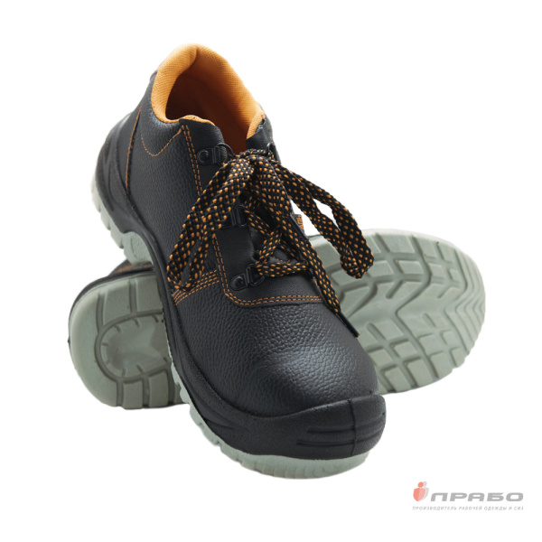 Полуботинки рабочие кожаные с подошвой ПУ/ТПУ и КП чёрные
