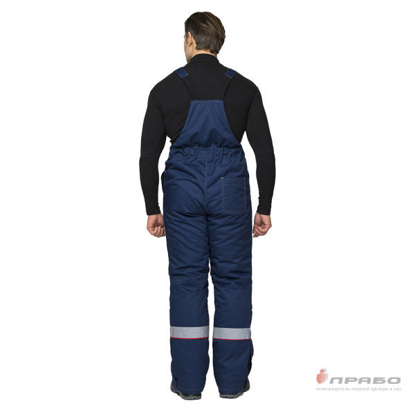 Костюм мужской утеплённый "Профессионал 2" тёмно-синий/красный (куртка и полукомбинезон)
