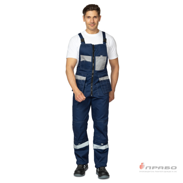 Костюм мужской "Бренд Корпоратив 2020" темно-синий/светло-серый (куртка и полукомбинезон)