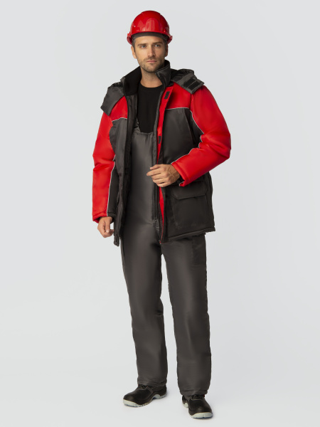 Костюм зимний Балтика (тк.Оксфорд) п/к, т.серый/красный