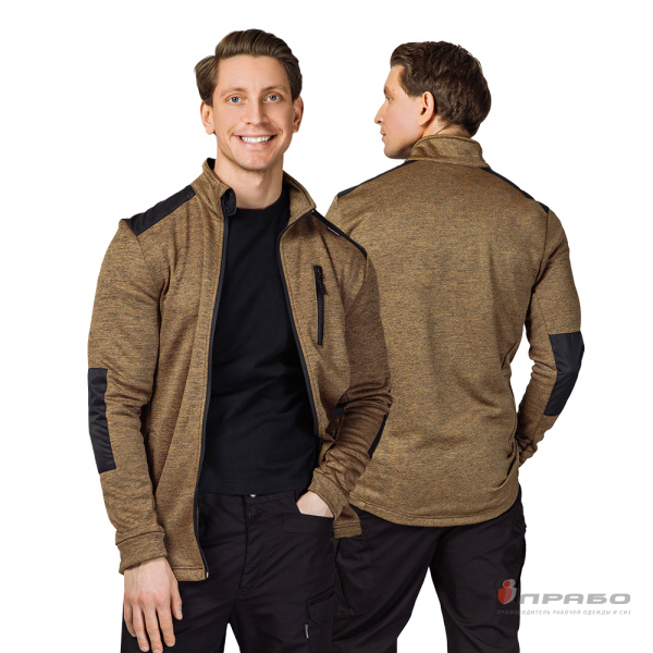 Куртка "Валма" трикотажная горчичный меланж/чёрный