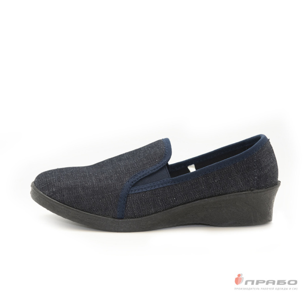 Туфли женские с ПВХ-подошвой и текстильным верхом тёмно-серые