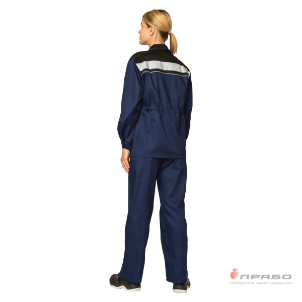Костюм женский "Ударница Премиум" синий/чёрный