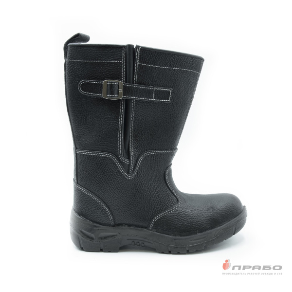 Сапоги "Олимп" с подошвой ПУ с верхом из кожи чёрные