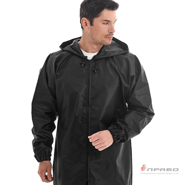 Плащ-дождевик влагозащитный "Ивент" на молнии чёрный
